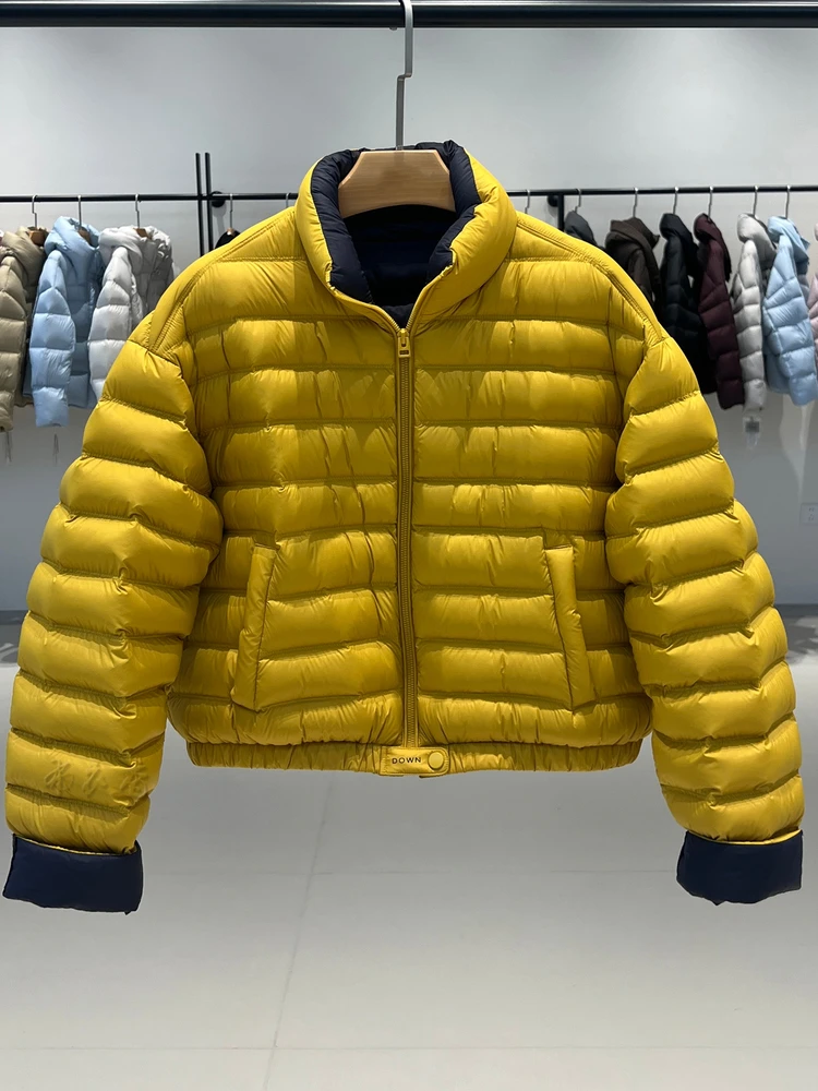 レディース オルト パファージャケット スタンドカラー ブレッドスリーブ ホワイト ダウンコート 韓国版 ファッショナブル 冬用 暖かい ナイロン生地