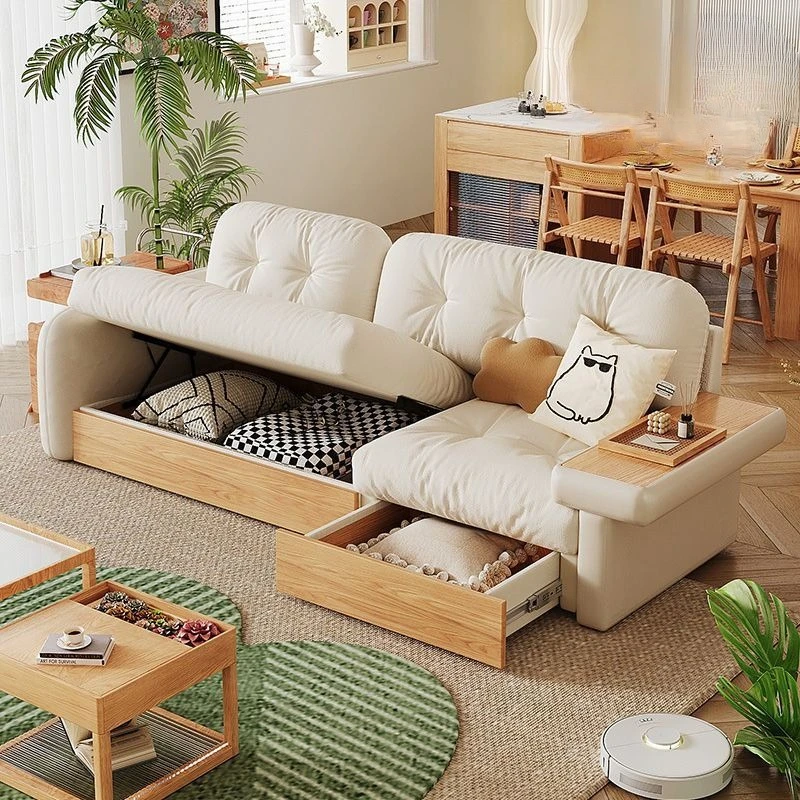 

Storage sofa bed Simple modern living room Solid wood Double study sofa bed
