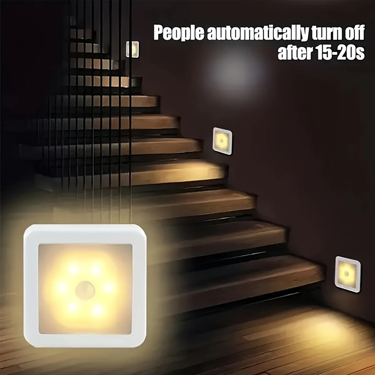 3/6Pcs Motion Sensor Led Night Light, Pir Sensor, Battery Powered (Battery Not Included), Led Decorative Light, Suitable for Bathroom, Bedroom, Hallway, Stairs, Ideal Decorative Light