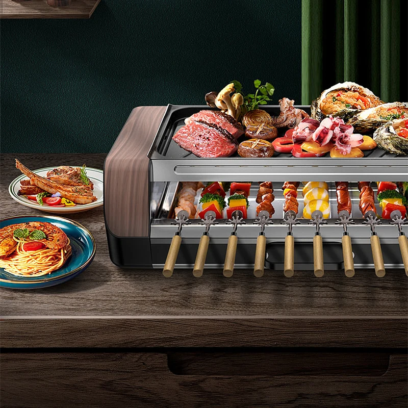 Household Automatic Rotating Smokeless Home Barbecue Hot Dog Automatic Rotating Barbecue Machine Mutton Skewers Barbecue Machine