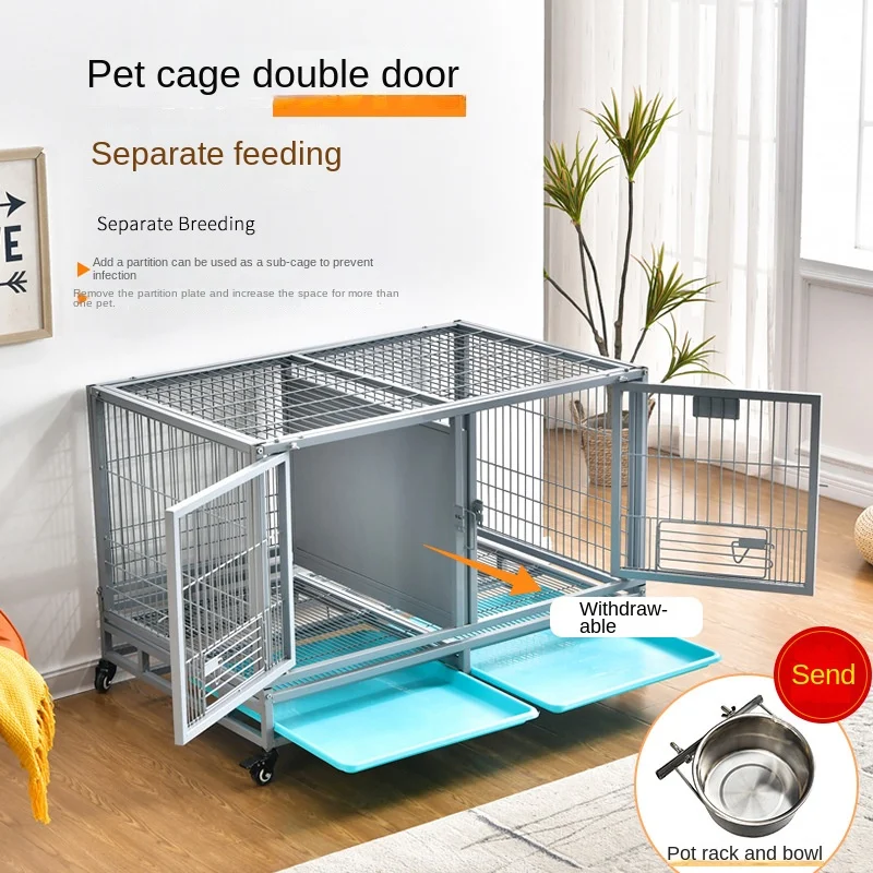 Heavy Duty Metal Square Tube Dog Crate with Wheels & Pallets - Best Selling Products, Factory Direct