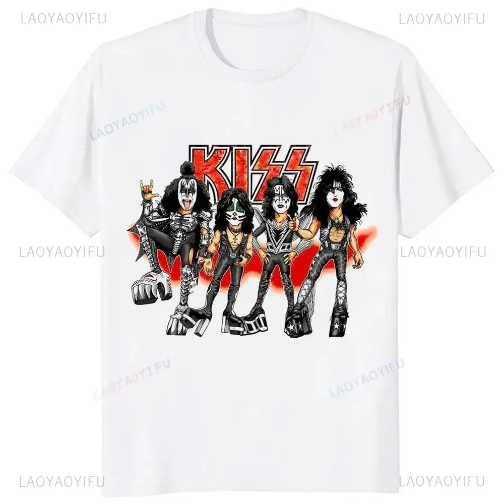 Kiss Band Men and Women Fashion Music Rock Top Harajuku Short Sleeve Universal Pattern Big T-shirt