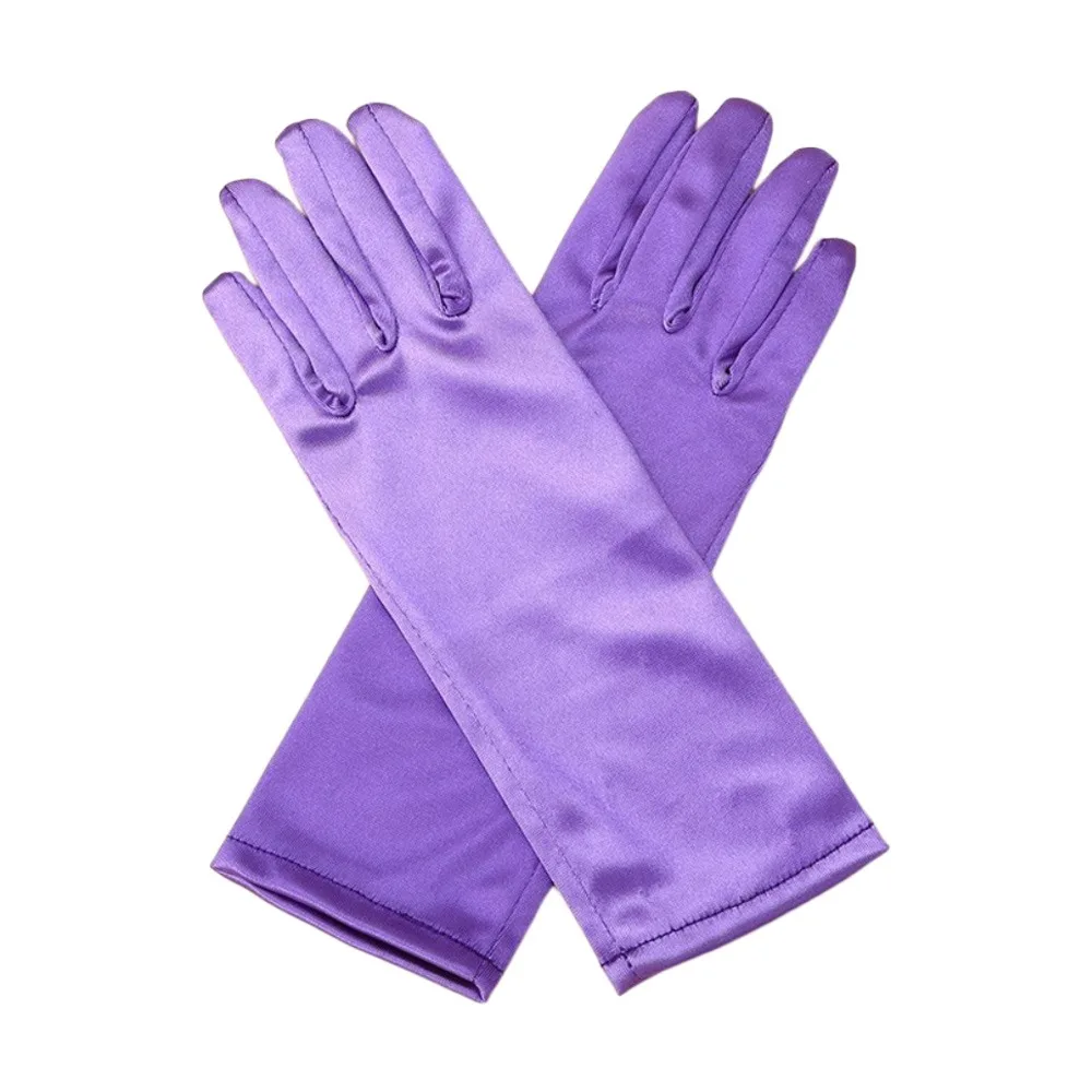 

Зимние теплые атласные детские перчатки, однотонные перчатки принцессы, варежки с длинными пальцами для девочек