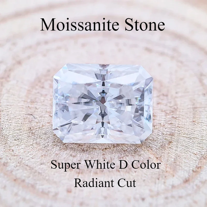 

Moissanite Stone Highest Grade White D Color VVS1 Radiant Cut Top Quality Charms Jewelry Making Materials with Certificate