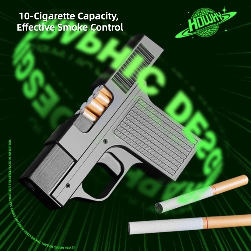 Encendedor de Cigarrillos Tipo Pistola, Encendedor de Cigarros Inflable, Encendedor a Prueba de Viento con Llama Abierta, Encendedores de Cigarrillos y Regalos para Hombres