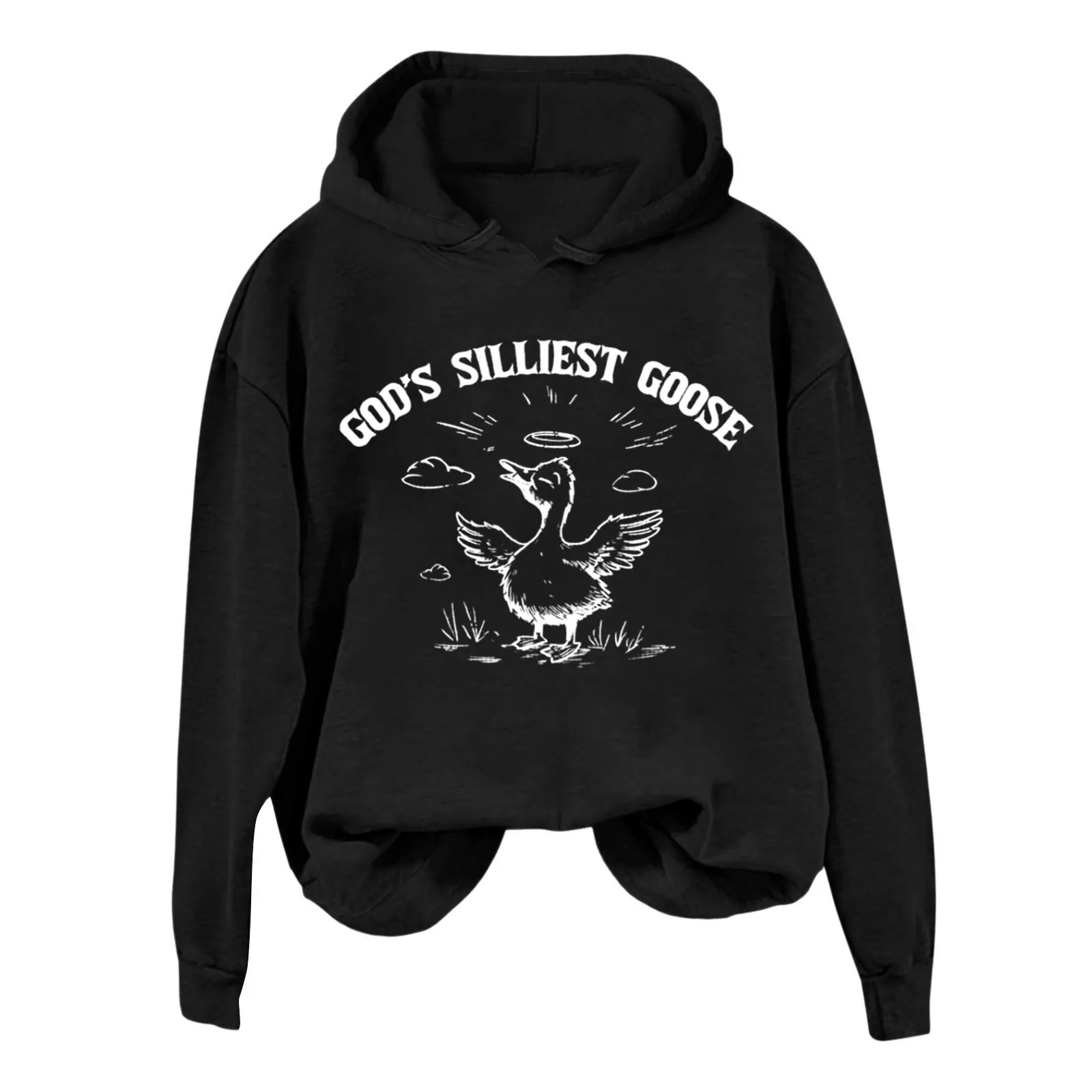 God's Silliest Goose Sweatshirt Pullover Funny Graphic Hood Sweatshirts For Female Pullover Sweatshirt Long Sleeve Workout Top