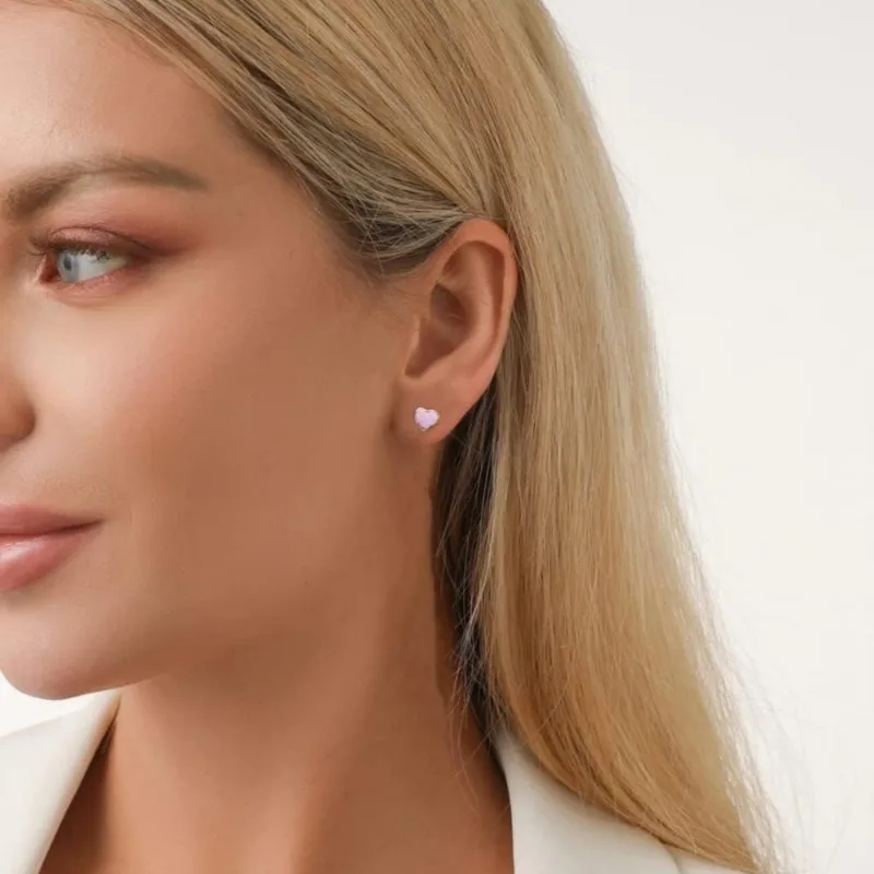 Titanium Heart Love Earrings for Women Girls 14k Gold Plated Hypoallergenic Cute Cartilage Tragus Screw Back Post Sensitive Ear