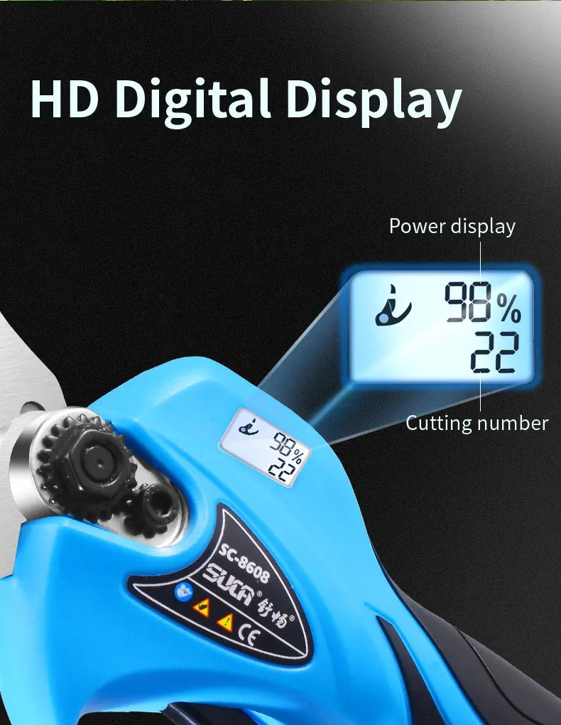 High Quality Professional Save Labor Battery Power Tree Pruner Cordless Electric Pruning Shears with LCD