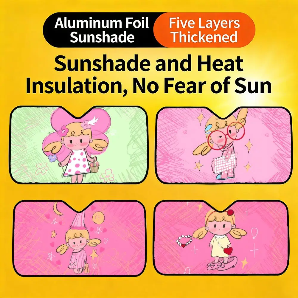 

Sun Visor Cute and Funny Car Sunshade, Personalized UV-Resistant Front Windshield Sun Visor Cover P- A-Doudou