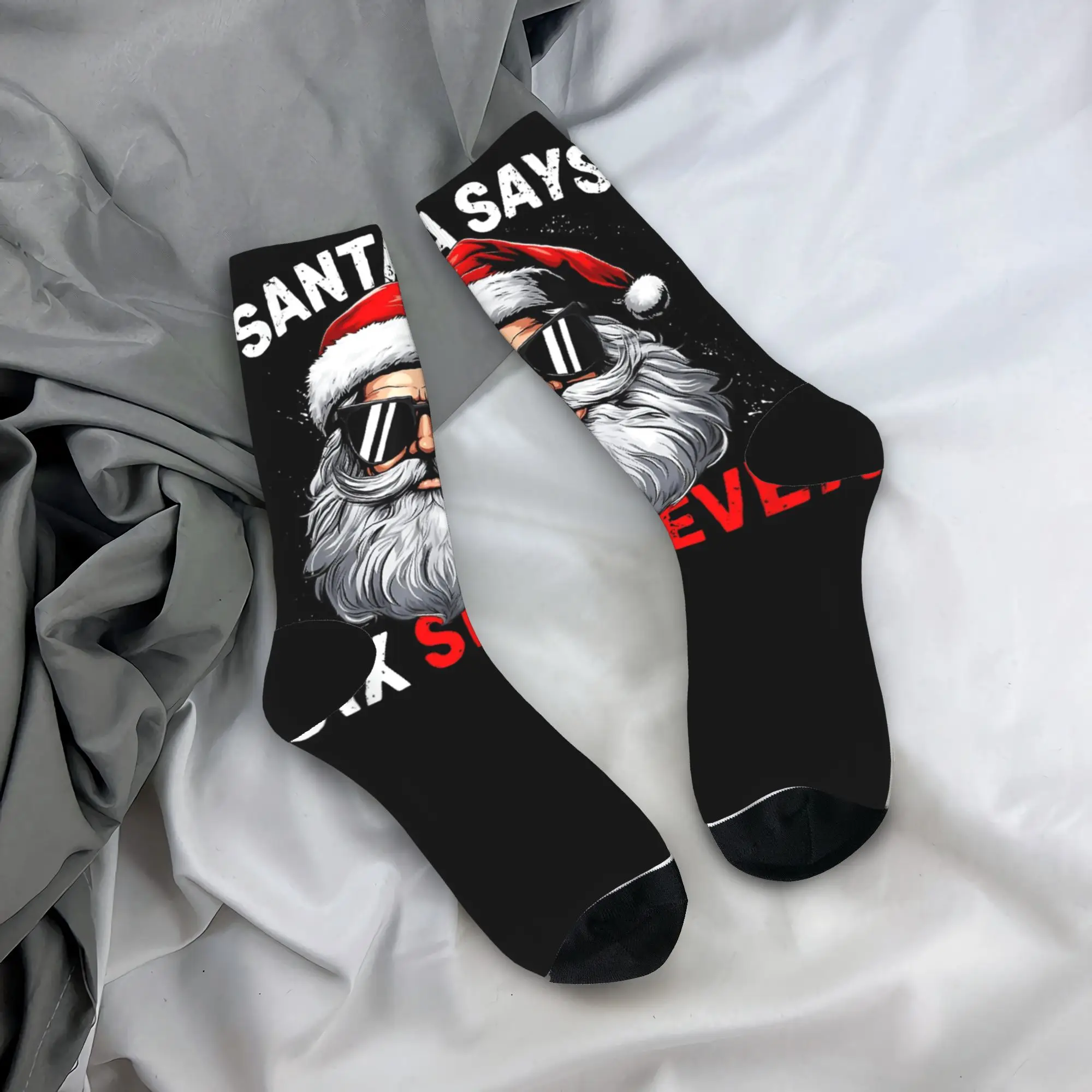 

Мужские носки Santa Says Six Seven 6 7 Gen Z Alpha Meme Slang Рождественские чулки Осенние носки в стиле Харадзюку Дизайн скейтборда Анти-носки