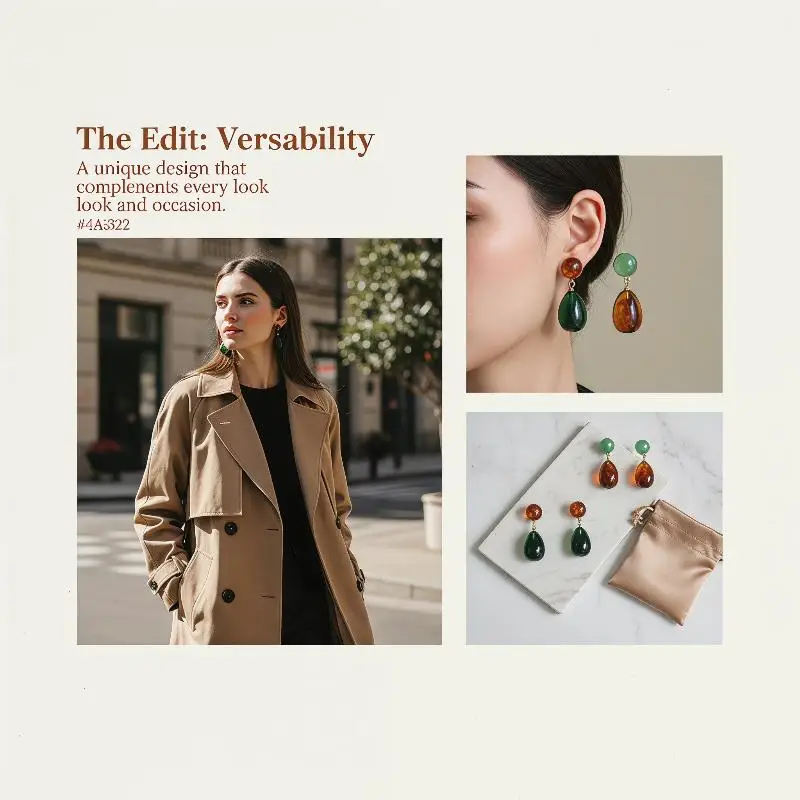 Vintage Circle Drop Earrings Resin Geometric Water Droplet High End Light Luxury Accessories for Women Girls Unique Jewelry Gift