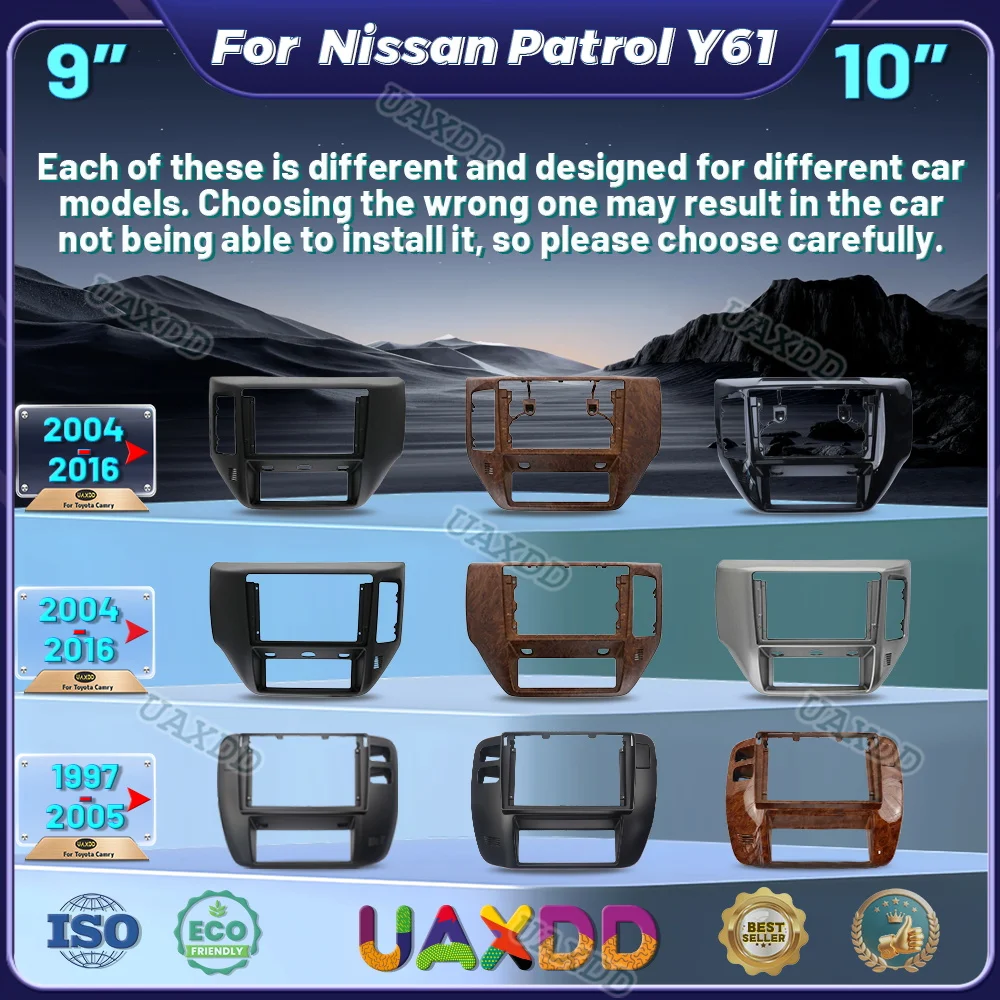 

For 1997-2005 2004-2016 Nissan Patrol Y61 9INCH Interior stereo radio Android frame panel Center player dashboard multimedia MP5