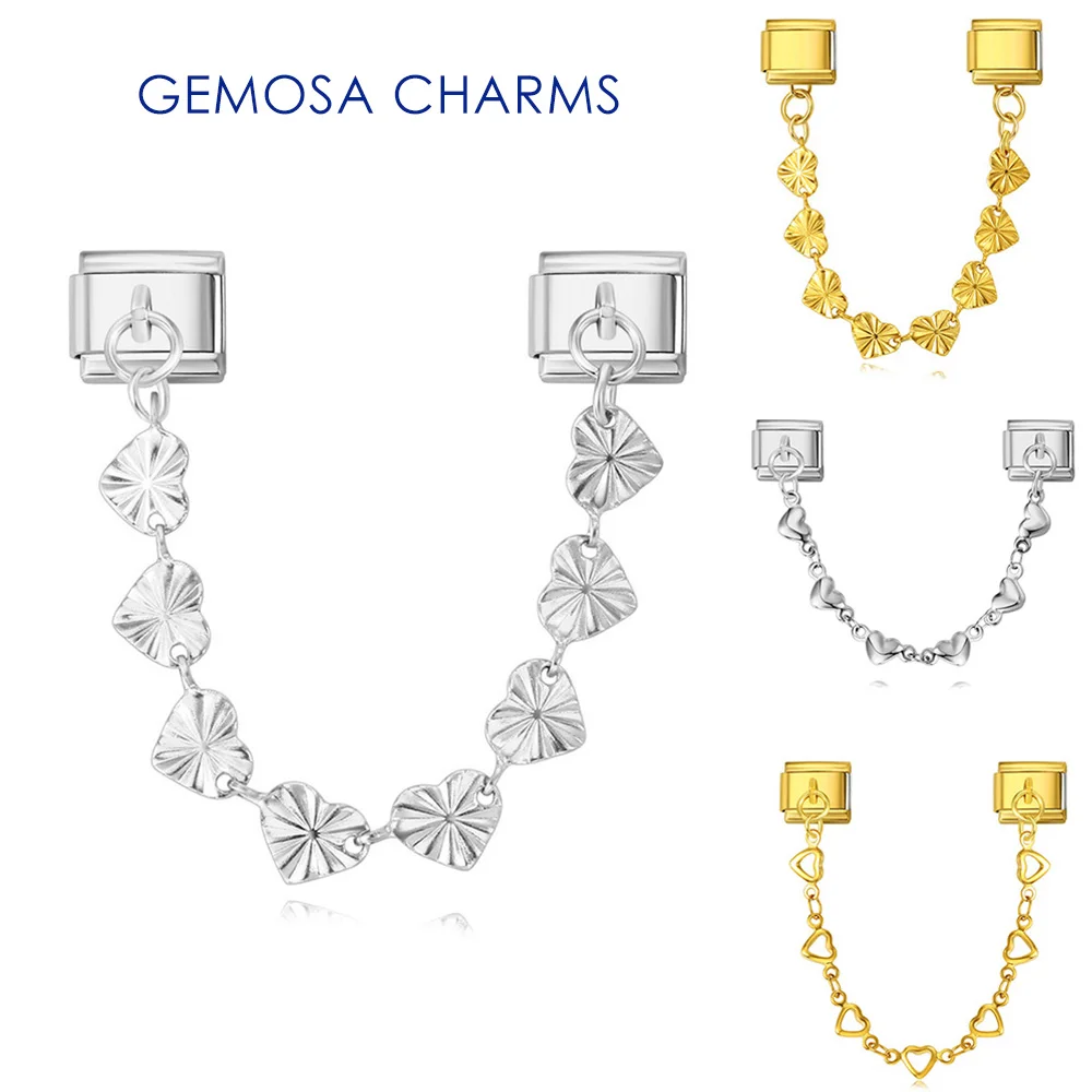 GEMOSA 16 Stil Hängende Herzkette Italienische Charms Link Fit 9mm Armband Edelstahl Frauen Weibliche DIY Herstellung von Schmuck – Detail 1