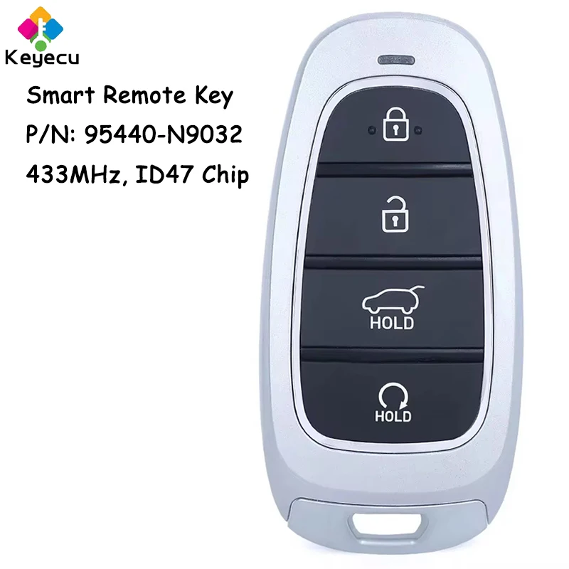 

KEYECU Smart Remote Control Car Key With 4 Buttons 433MHz ID47 Chip for Hyundai Tucson 2022 Fob P/N: 95440-N9032 TQ8-FOB-4F26