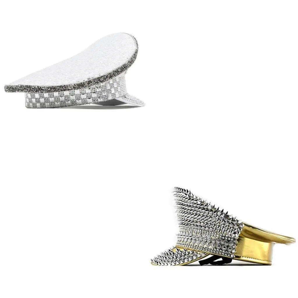 

P9FE Уникальный цилиндр с заклепками и декором из стразов Крутая морская шляпа для различных официальных случаев, головной убор