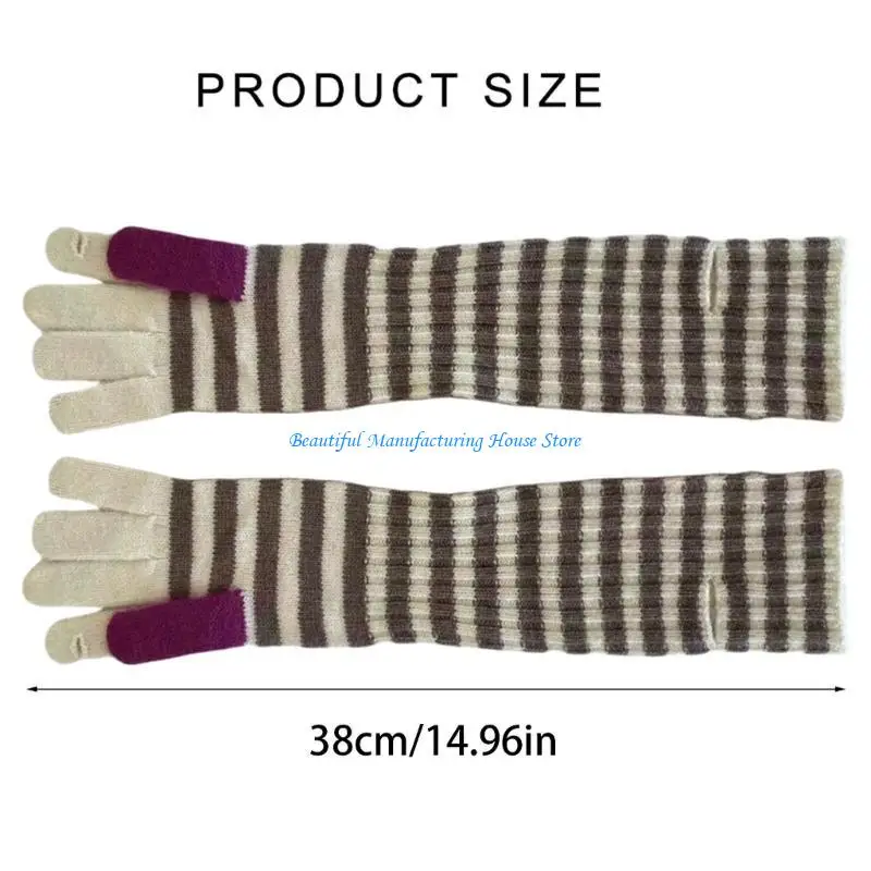 E56A قفازات حرارية عصرية دافئة للرجال والنساء قفازات محبوكة بإصبع كامل #6