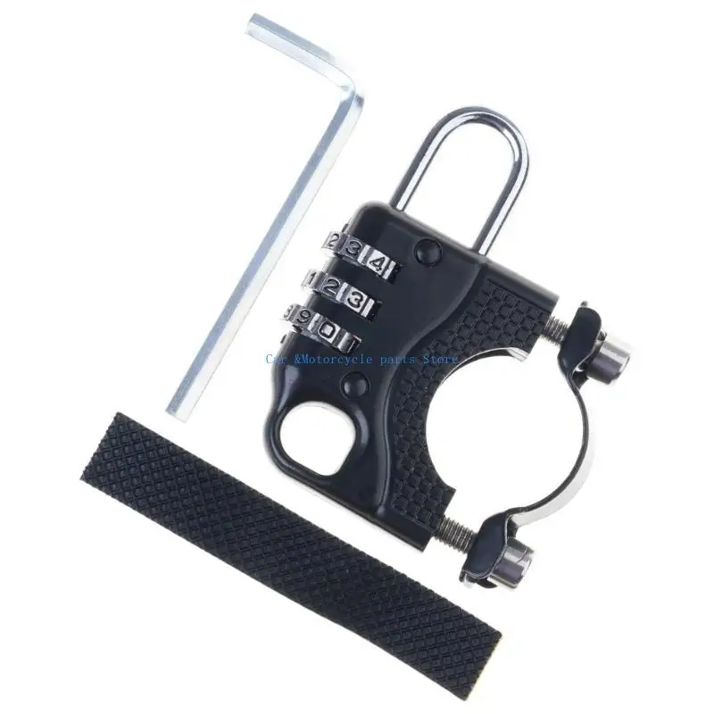 Y9UC Helmets Lock Cycling 3 Digit Code Combination Lock for Handlebar Aluminum Password Helmets Lock for 22-28mm Tube