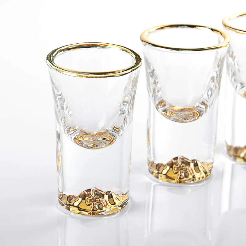 6-pack 0.5 oz Mini Size Glasses Clear Cordial Tequila Glasses Whiskey Shot Glass Set Spirit Glasses with Gold Edge Holographic