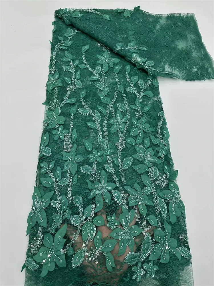 

African Nigerian Groom Sequins Beads Lace Fabric 2026 High Quality French Tulle Lace Fabric For Bridal Dress Sewing