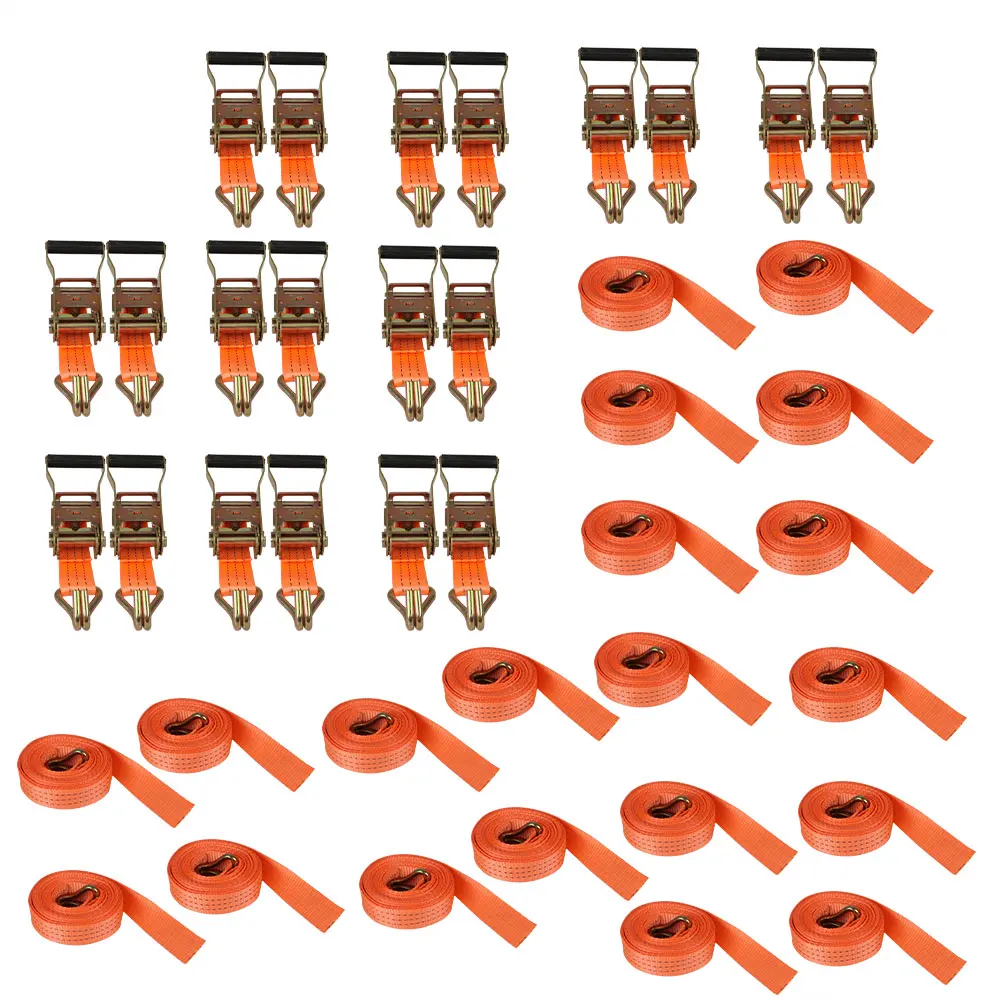 

20Pcs 1.5 x 15 J Hook Ratchet Straps 4000Lbs Heavy Duty Tie-Down Straps for Transportation, Movement, Shipping or Storage