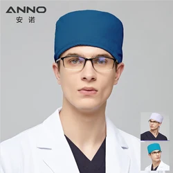 ANNO-gorros de algodón desechables para hombre, gorro de trabajo para clínica, Hospital, médico, enfermera, pelo corto, sombreros de enfermería, vestido de cabeza de Color sólido