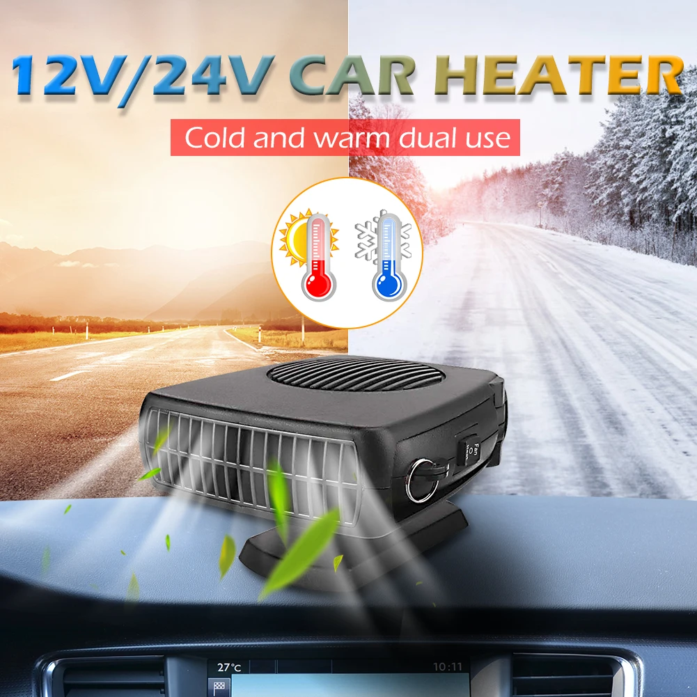 12V 24V Car Bus Truck Heater Portable Windscreen Demister Defroster Portable Electric Heating Fan Black Lightweigh Defroster