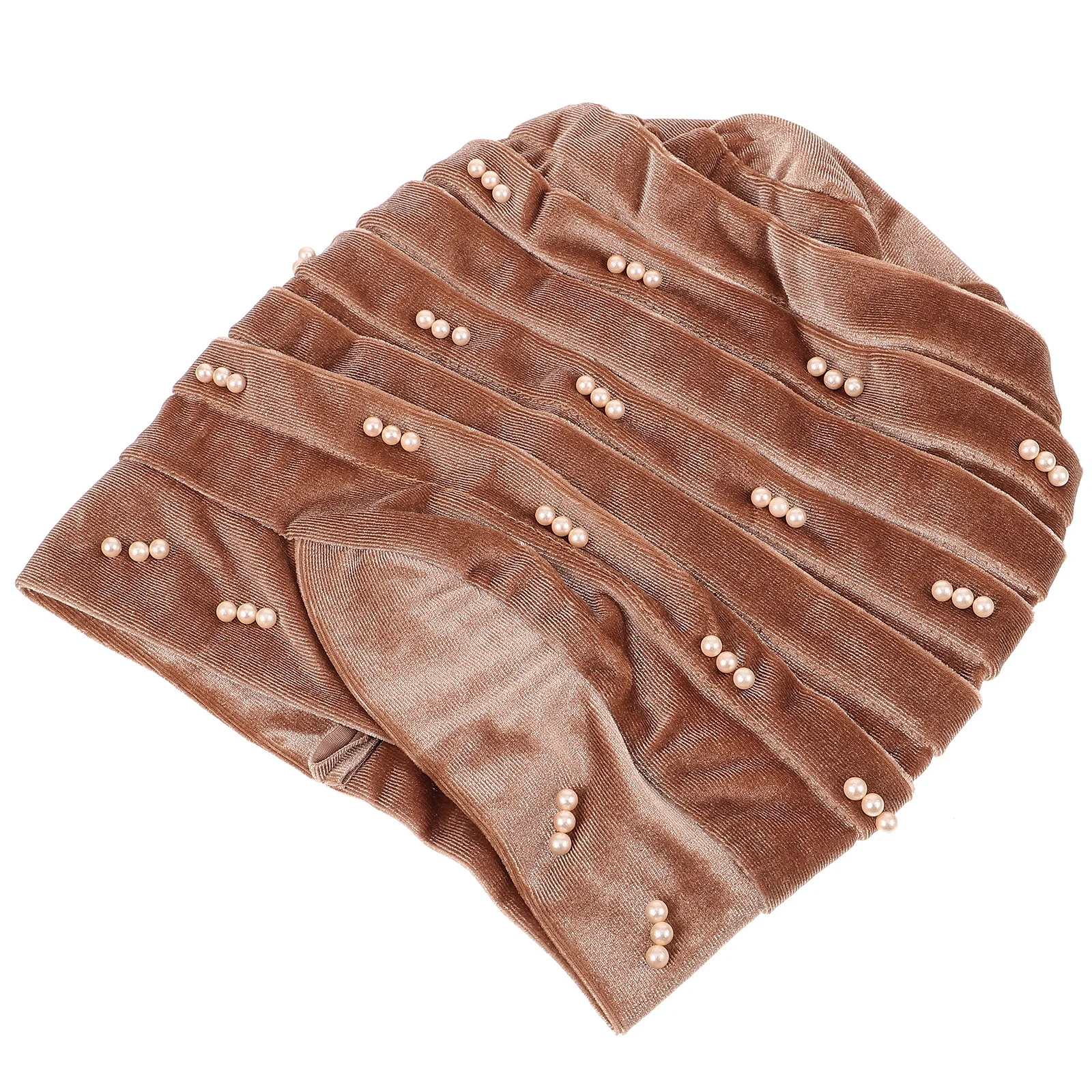 قبعة عمامة لؤلؤية للنساء أغطية رأس كيميائية خفيفة الوزن غطاء لف قابل للتنفس قبعة عمامة محمولة للعلاج الكيميائي بونيه أنثى