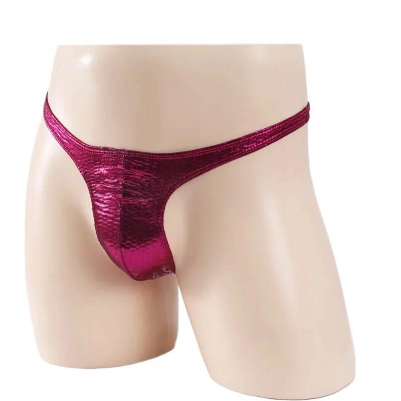 Gay Jockstrap Men Patent Leather Underwear Thongs G Strings U Convex Pouch Lingerie Underpants Low Waist Sissy Jock Strap