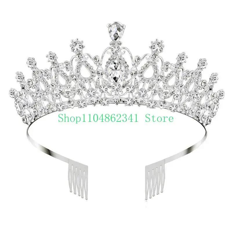 

652F Crystal Crowns And Tiaras With Comb Headband For Girl Princess Crown