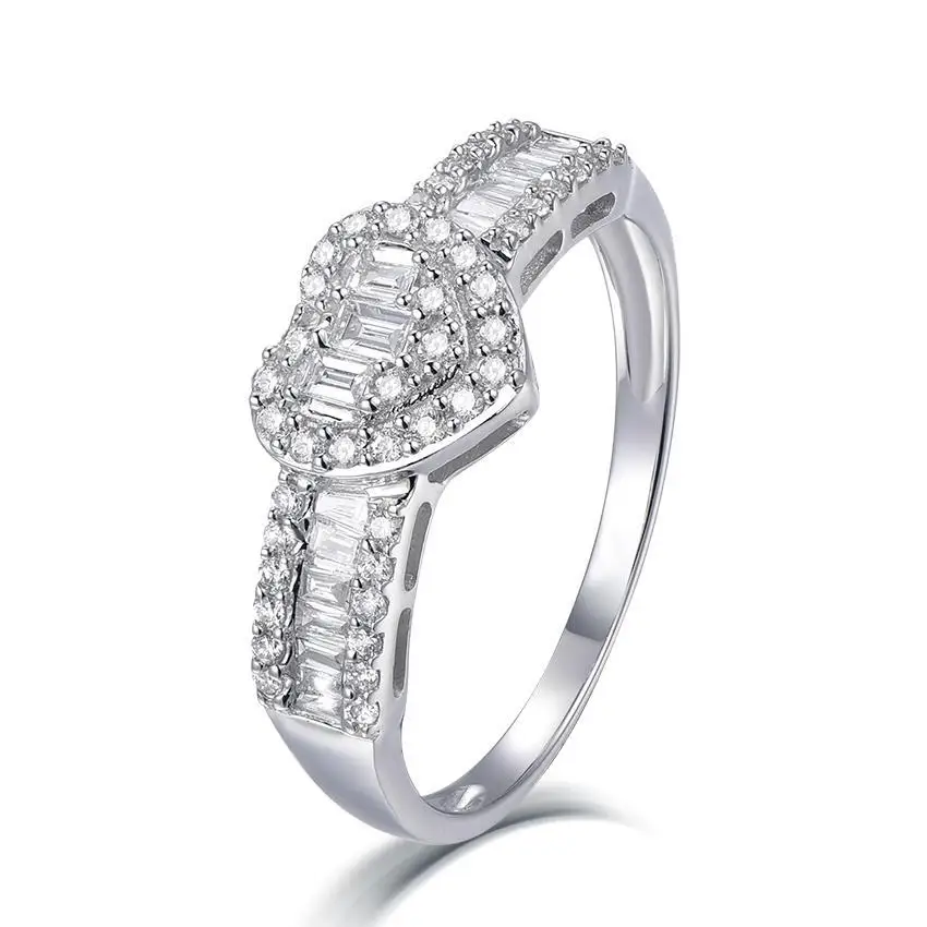 

Trendy Wholesale Diamond Jewelry Ring 18k White Gold Heart Shape Engagement Ring for Women