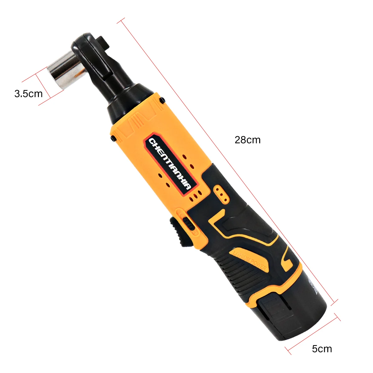 380Nm Electric Cordless Right Ratchet 3/8'' 90 Angle Wrench Power 2x Battery Kit