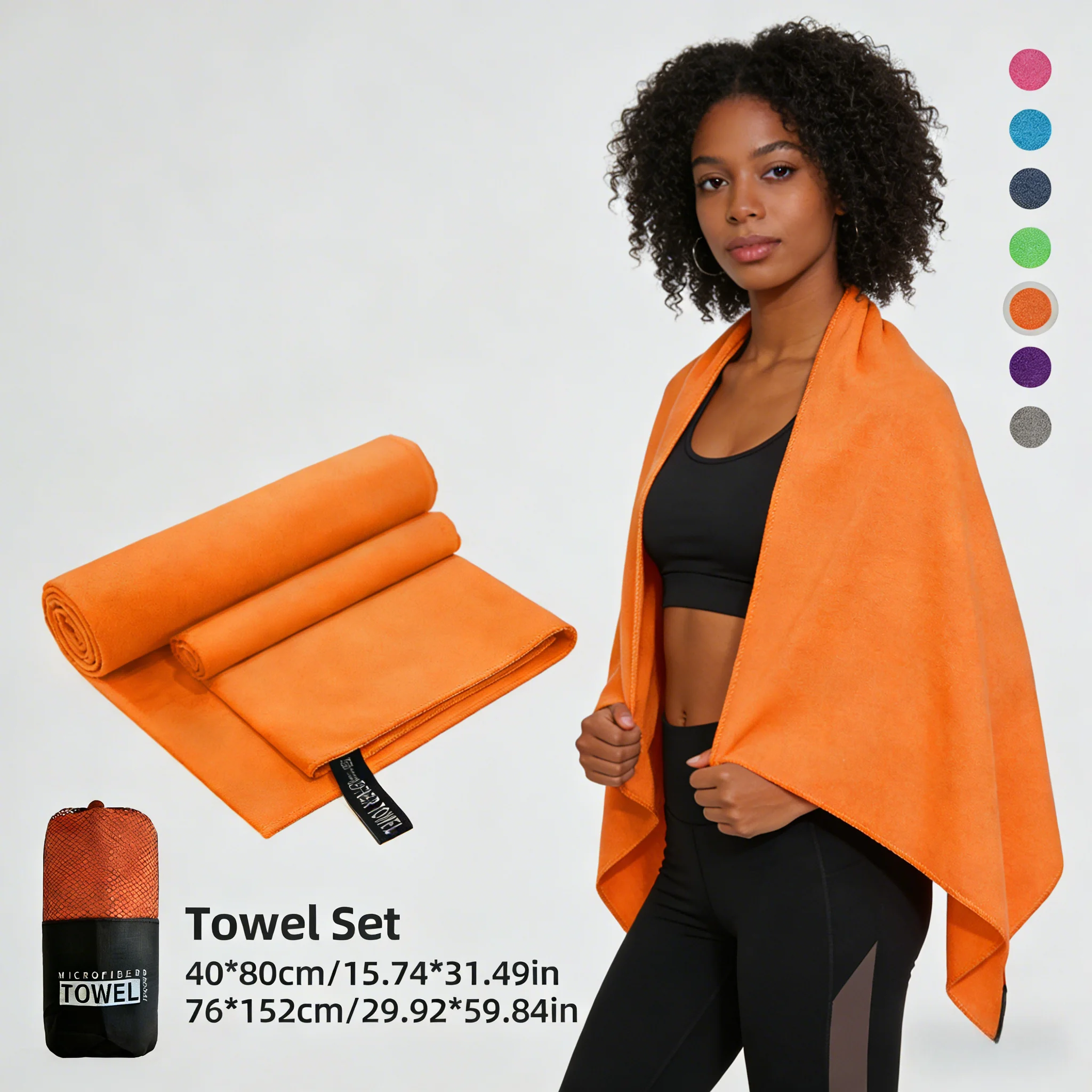 Juego de toallas deportivas de microfibra de secado rápido, toalla de baño, toalla de mano, absorbente, a prueba de arena, ligera, para gimnasio, playa, natación, Camping, 2 uds.