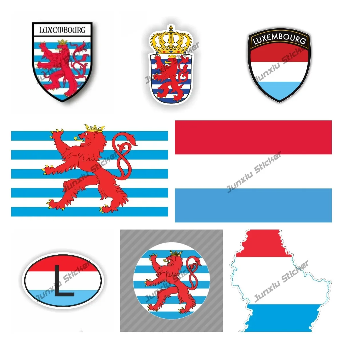 Creative Decals Luxembourg Flag Vinyl Decal Luxembourg Map Sticker Groussherzogtum Lëtzebuerg Car Window Bumper Car Decal KK13cm