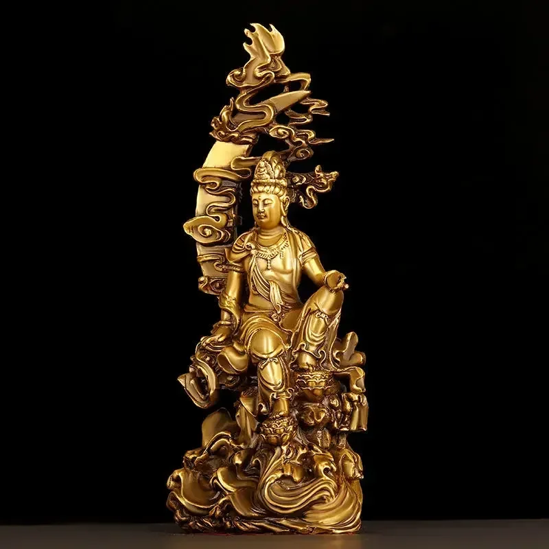 Feng Shui Copper Guanyin Bodhisattva Ornaments  Home Office Consecrated Buddha Statue Home Living Decor