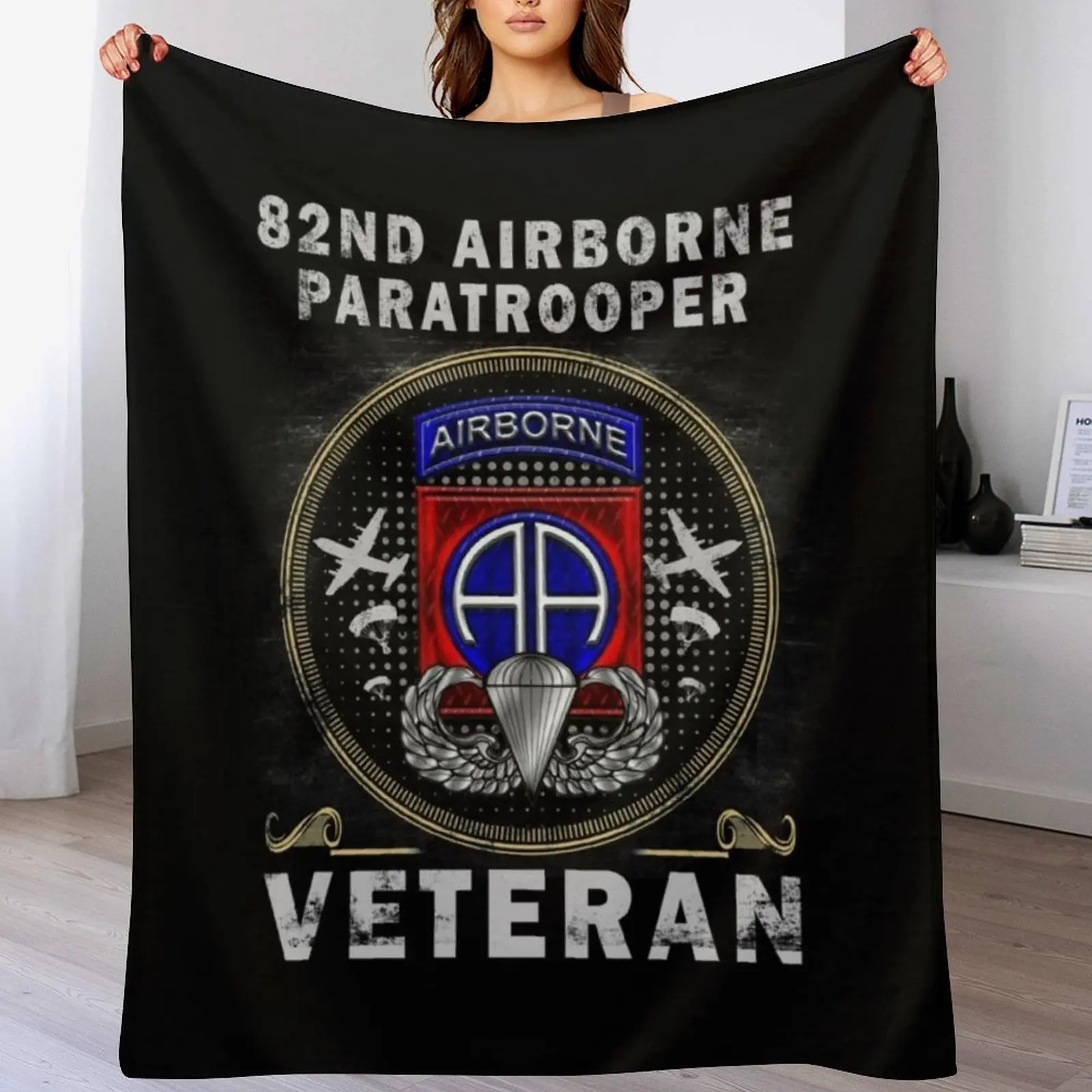 

82nd Airborne Paratrooper Veteran Throw Blanket Cute blankets and throws Blankets For Sofas Large Blankets