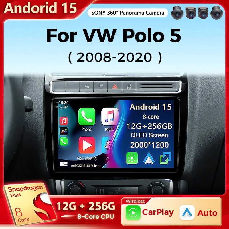 

Мультимедийный видеоплеер Android 15 для VW Volkswagen POLO 5 2008-2017 Vento Carplay Android 10 Авто радио стерео 48EQ 2 din