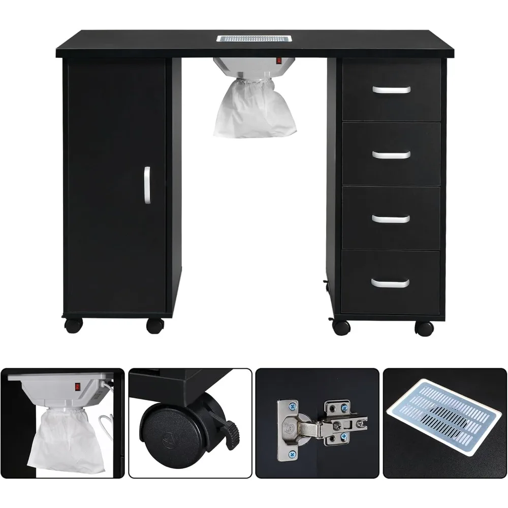 طاولة مانيكير، مكتب تقنية الأظافر مع مجمع الغبار، طاولة أظافر مع فتحة تهوية كهربائية، أعمال صالونات التجميل