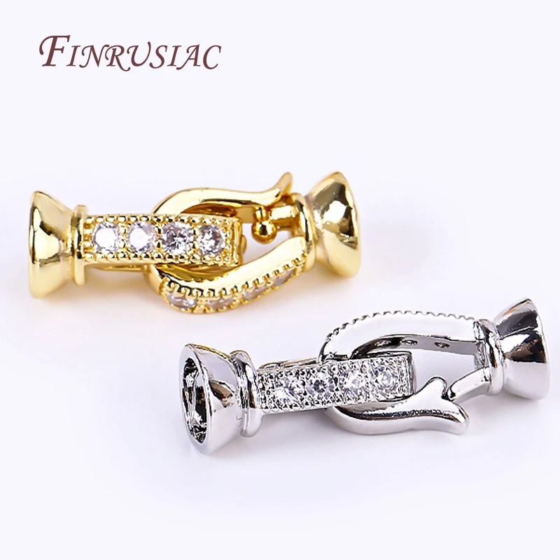 18K Gold Plated Inlaid Zircon Fastener Connector Clasps For Necklace Making,End Caps Fastener Clasp Handmade DIY Jewelry Making