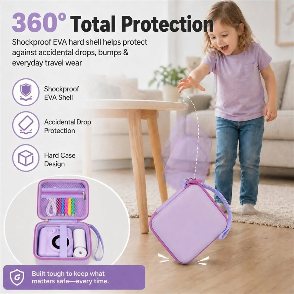 update. Kids Instant Print Camera Case for Dylanto Digital Cameras Camera Storage Bag Protective Carrying Case view 6