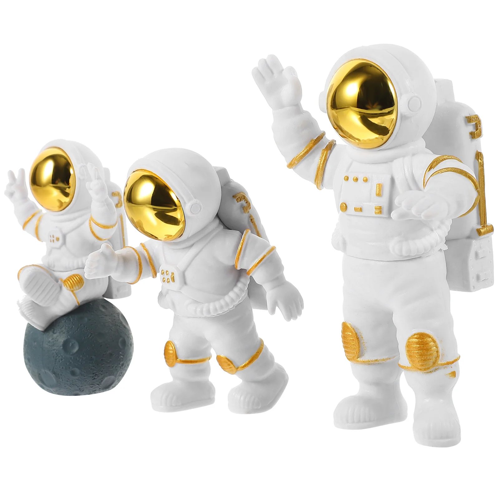 

3Pcs Astronaut Decor Vivid Posture Exquisite Craftsmanship Shelf Decor Car Dashboard Ornament Astronaut Figurine