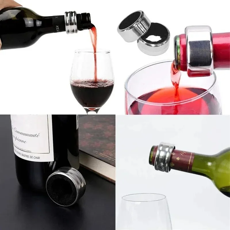 Stainless Steel Wine Bottle Collars Drip Ring Velvet Lined Anti-overflow Wine Drip Catcher for Home Bar Restaurant Outdoor Party