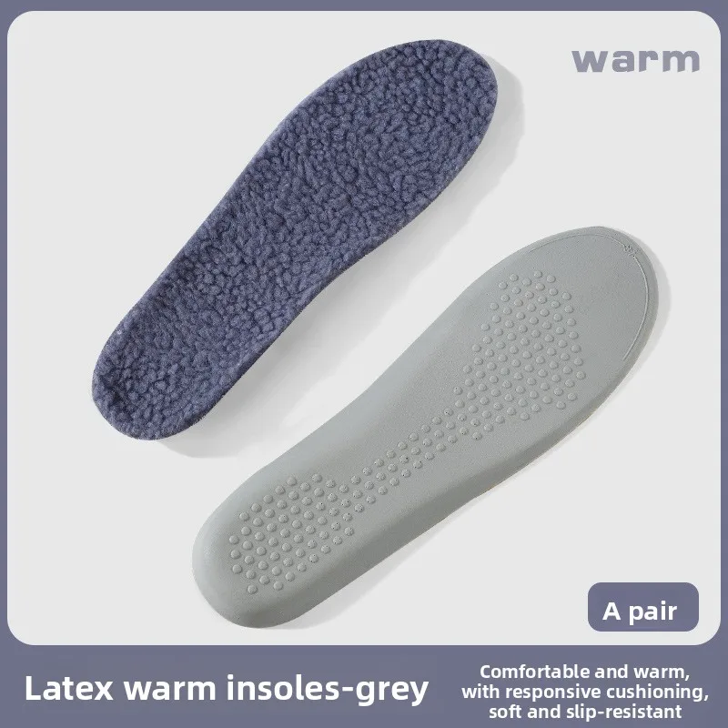 Latex Warm Winter Shoe Inserts Thick Fleece High Elastic Shock‑Absorb Antibacterial Deodorant Comfort Cushion Pads for Snow