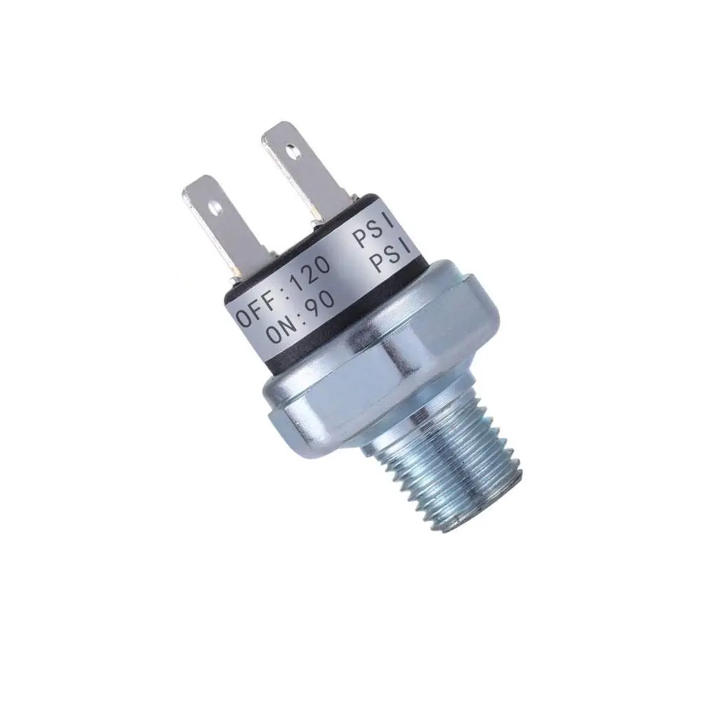 Pressostato de Ar para Compressor, Prateado Pressostato, 1/4 em NPT, Rosca Macho, Facilmente, 24V, 12V, 90-120 PSI