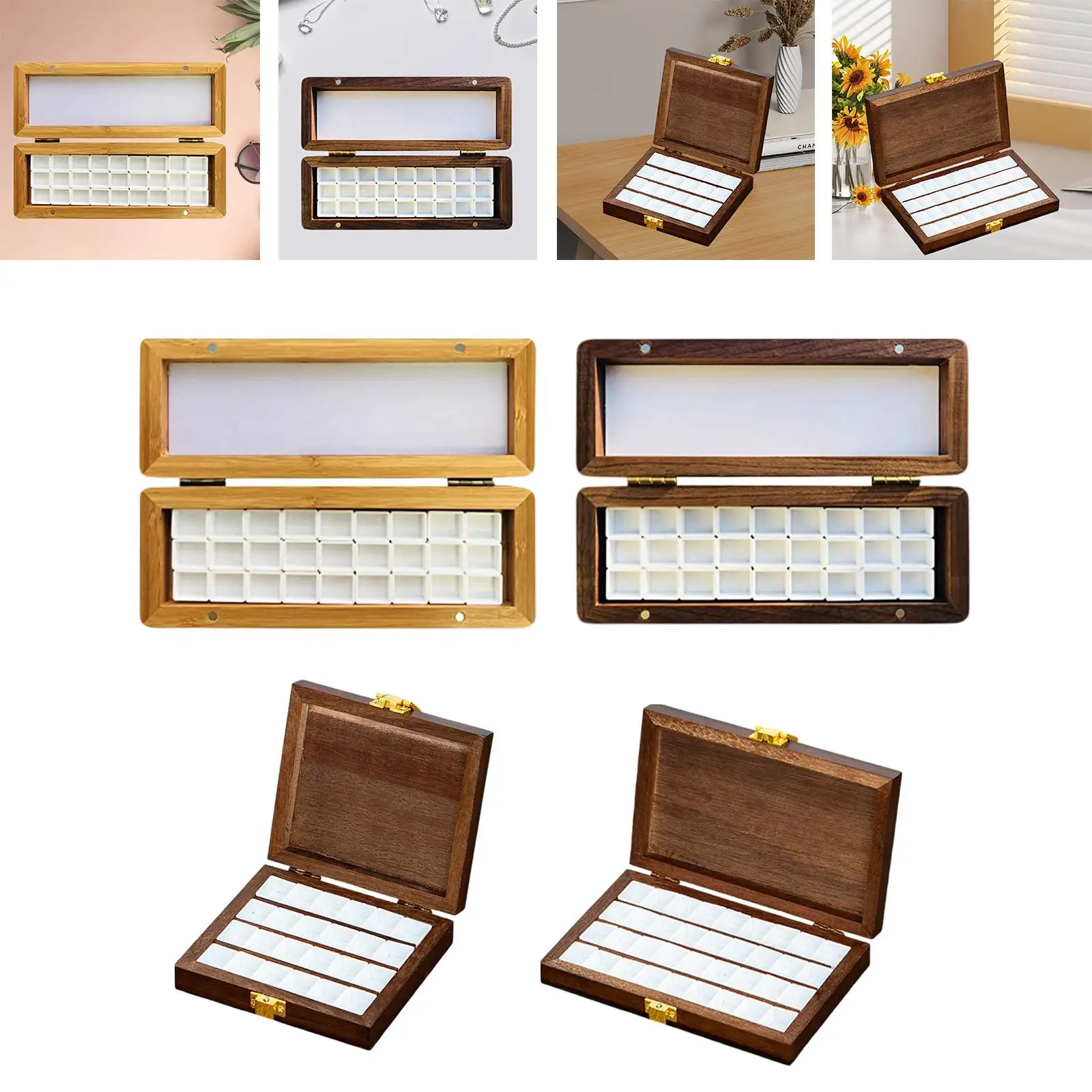 

Коробка для акварельных красок, складной лоток для красок, коробка для хранения акварельных красок для акриловых масляных красок, портативная деревянная пустая коробка для палитры