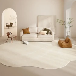 Irregular Cream Style Living Room Large Area Carpets Beige Abstract Texture Bedroom Carpet Creative Design White Line Rug Tapete