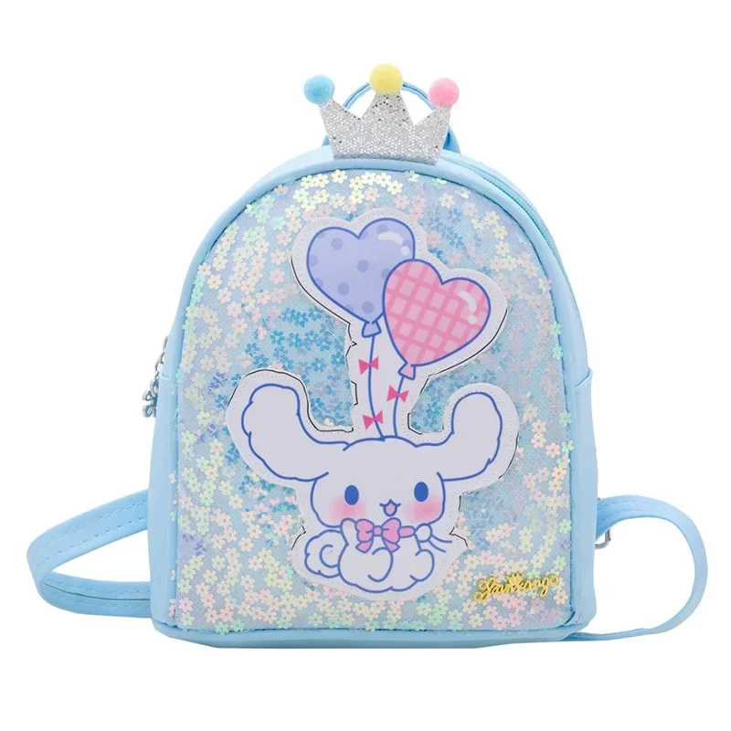 

Sanrio hello kitty kindergarten childrens backpack kuromi pu princess sequins shoulder bag boys girls schoolbag cartoon handbag