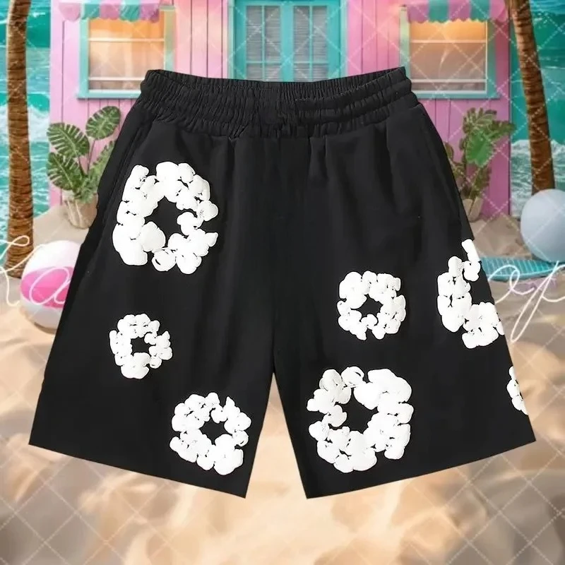 

New Summer Men's and Women's Beach Pants Casual Harajuku Y2K 3D Kapok Printed Shorts Holiday Outdoor Fashion Trend Shorts Street