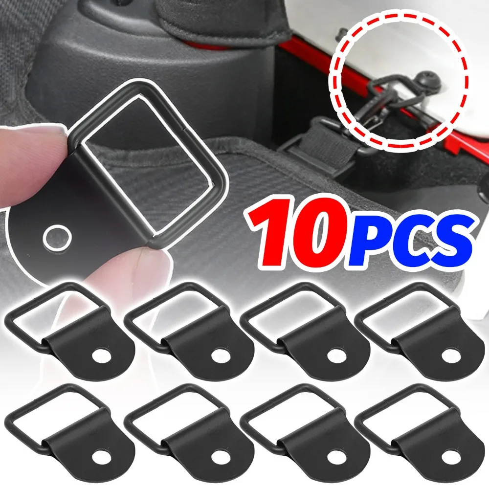 Anel de tração em forma de D, acabamento preto resistente, fivela de ferro semicircular de furo único para ponto de âncora de tração de caminhão de reboque de carga