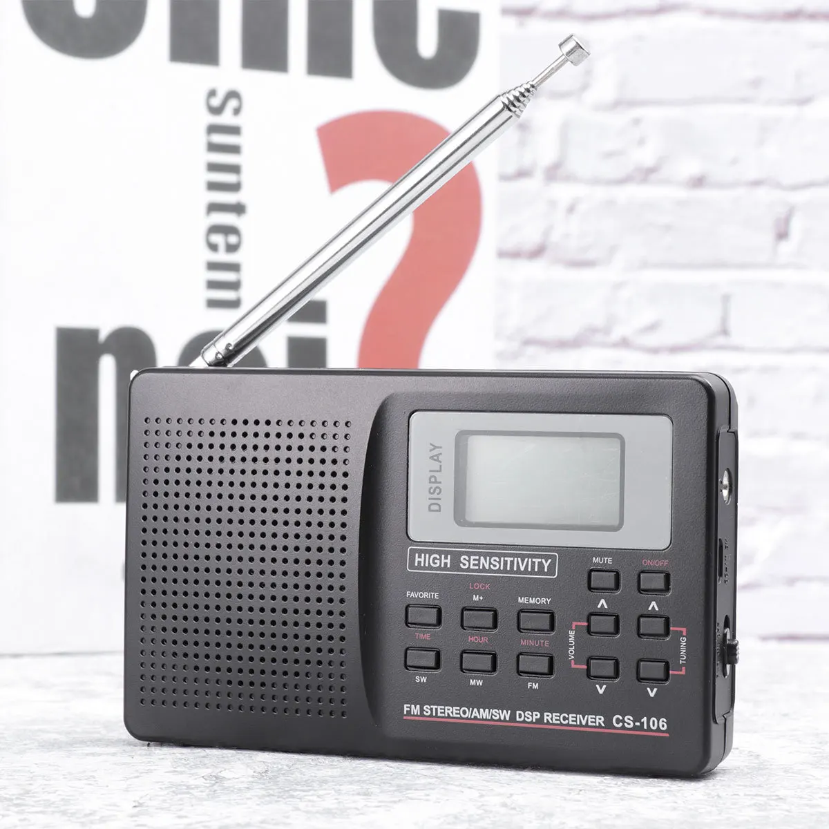 راديو رقمي Fm Am All Band راديو صغير محمول لوظيفة ساعة السفر الخارجية حساسية عالية باللون الأسود