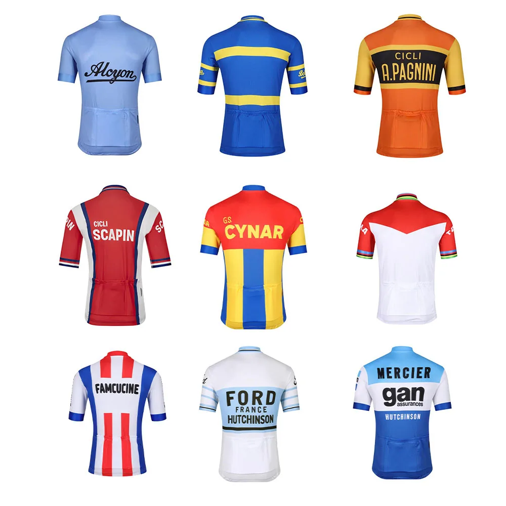 Multi Styles Retro Cycling Jersey Men Summer Short Sleeve Bike Top Clothes Road Wear